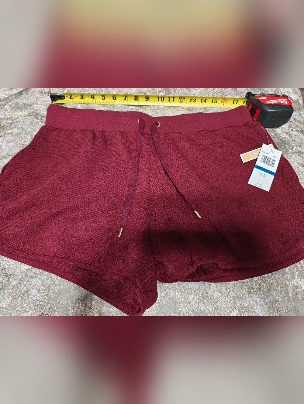 Michael Kors Burgundy Knit Drawstring Athletic Shorts